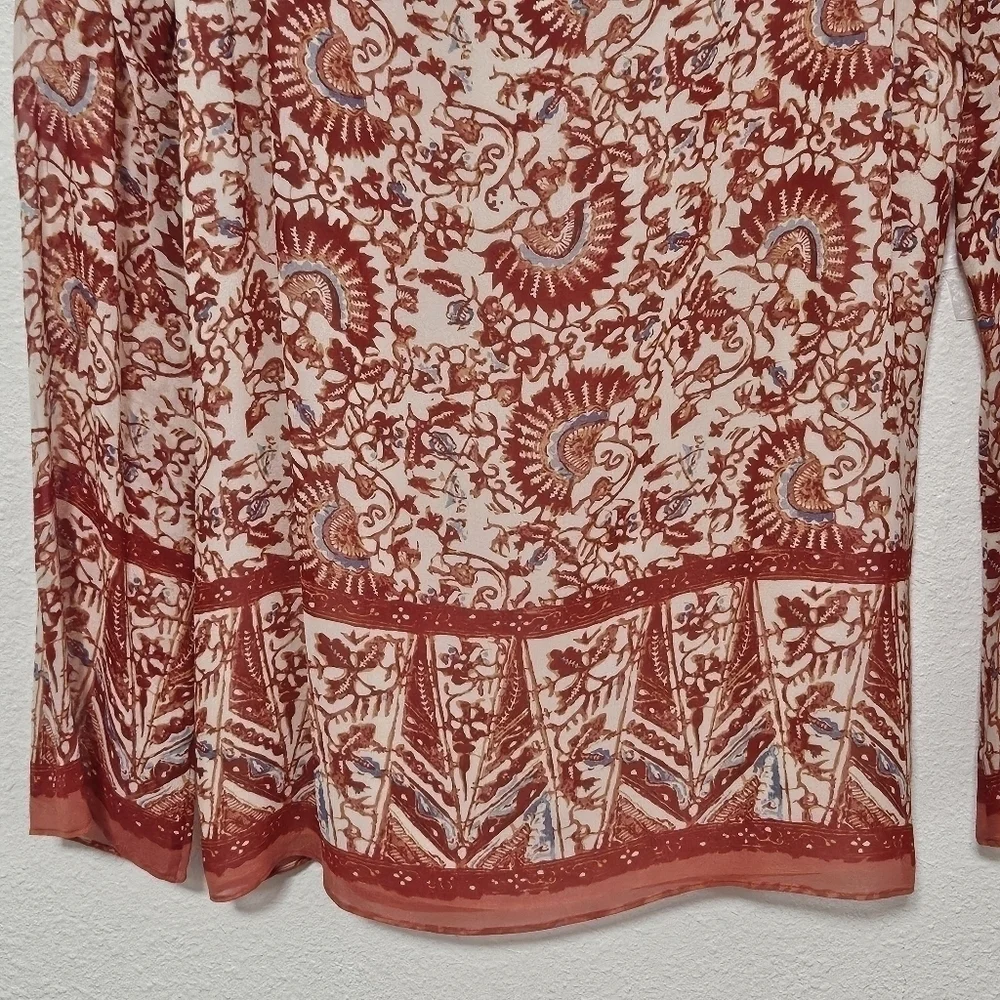 Tory Burch 100% silk top boho style size 4